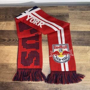 New York Red Bulls MLS " Run‎ With Us" Scarf 100% Acrylic Excellent Reversible